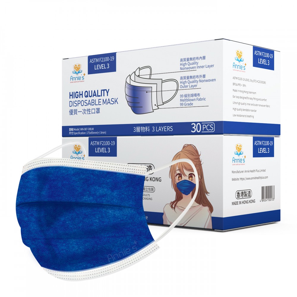 royal blue disposable face mask